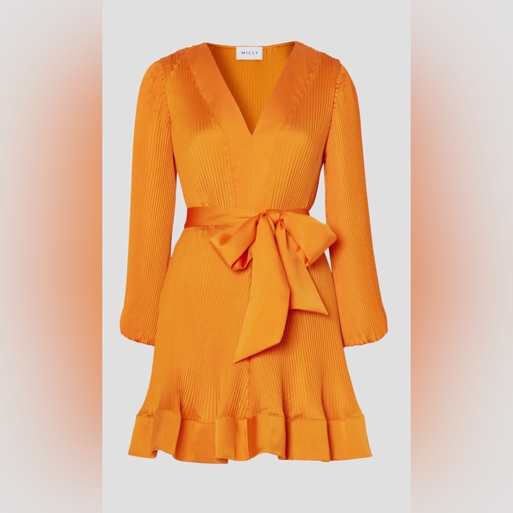 Milly Liv orange pleated dress